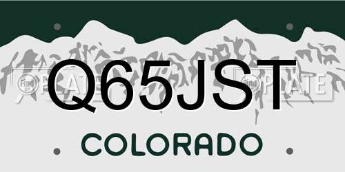 Q65JST Colorado License Plate