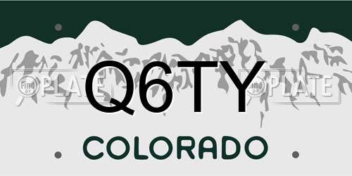Q6TY Colorado License Plate