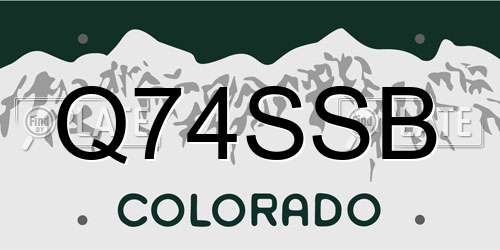 Q74SSB Colorado License Plate