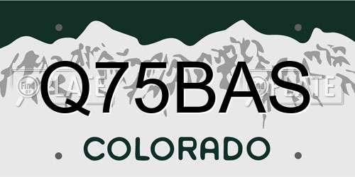 Q75BAS Colorado License Plate