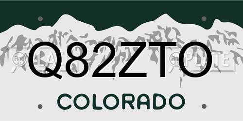 Q82ZTO Colorado License Plate
