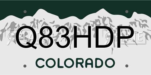 Q83HDP Colorado License Plate