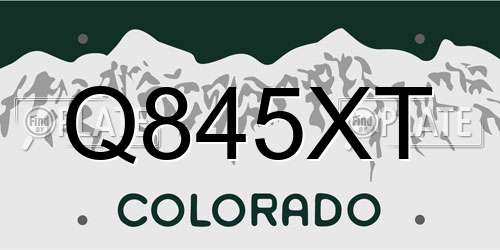 Q845XT Colorado License Plate