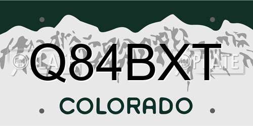 Q84BXT Colorado License Plate