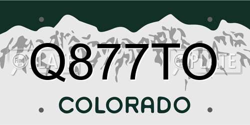 Q877TO Colorado License Plate