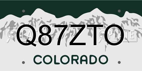 Q87ZTO Colorado License Plate