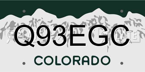 Q93EGC Colorado License Plate
