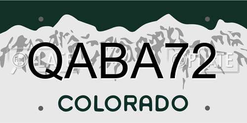 QABA72 Colorado License Plate