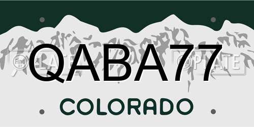 QABA77 Colorado License Plate