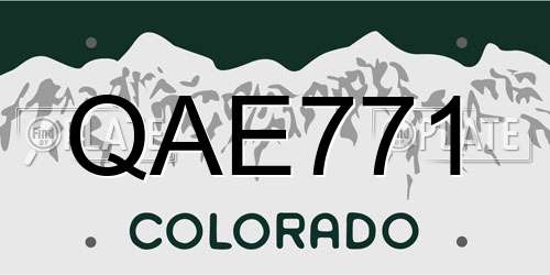QAE771 Colorado License Plate