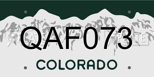 QAF073 Colorado License Plate
