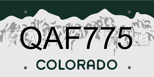 QAF775 Colorado License Plate