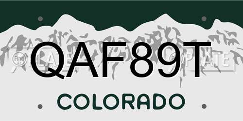 QAF89T Colorado License Plate