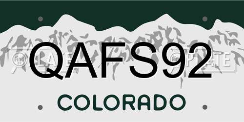 QAFS92 Colorado License Plate