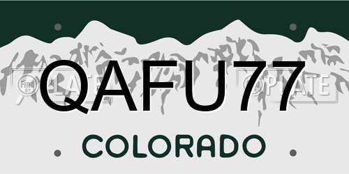 QAFU77 Colorado License Plate