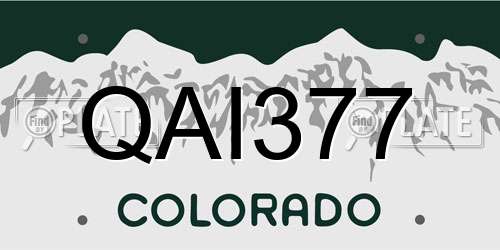 QAI377 Colorado License Plate