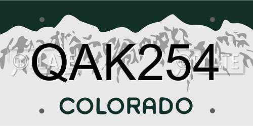 QAK254 Colorado License Plate