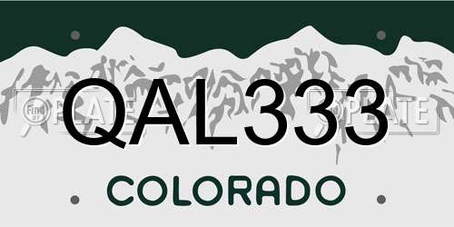 QAL333 Colorado License Plate