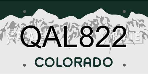 QAL822 Colorado License Plate
