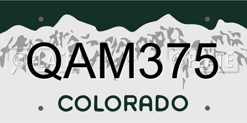 QAM375 Colorado License Plate
