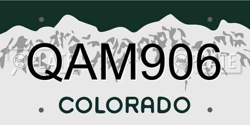 QAM906 Colorado License Plate