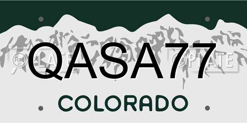 QASA77 Colorado License Plate