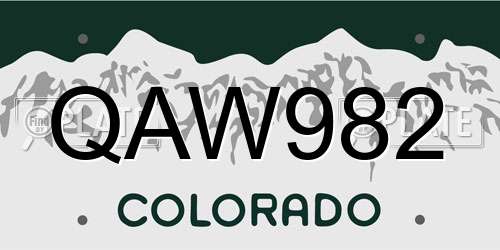 QAW982 Colorado License Plate