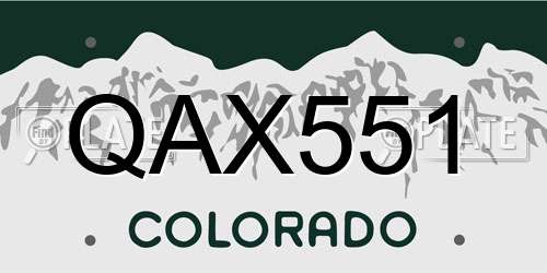 QAX551 Colorado License Plate