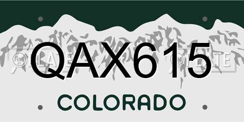 QAX615 Colorado License Plate