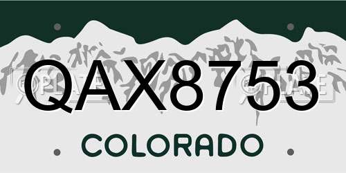 QAX8753 Colorado License Plate