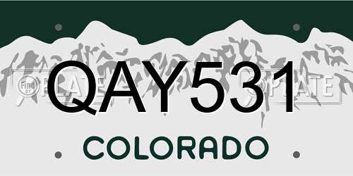 QAY531 Colorado License Plate