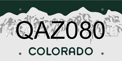 QAZ080 Colorado License Plate