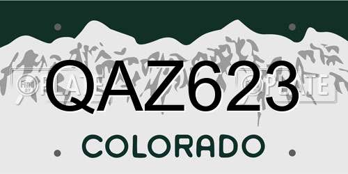 QAZ623 Colorado License Plate