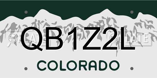 QB1Z2L Colorado License Plate