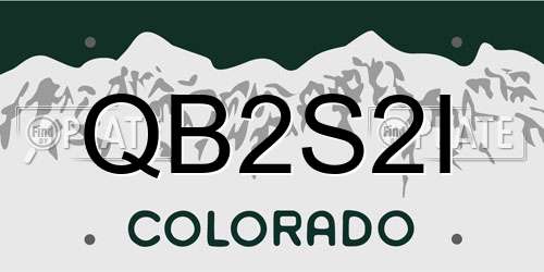 QB2S2I Colorado License Plate