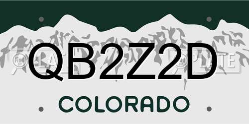 QB2Z2D Colorado License Plate