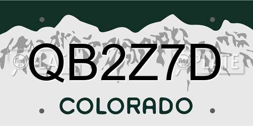 QB2Z7D Colorado License Plate