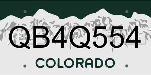 QB4Q554 Colorado License Plate
