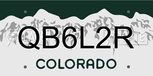 QB6L2R Colorado License Plate