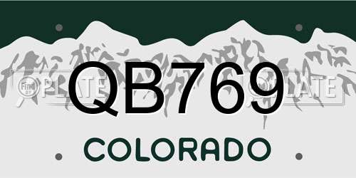 QB769 Colorado License Plate
