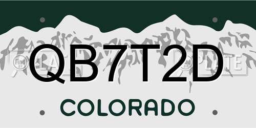 QB7T2D Colorado License Plate
