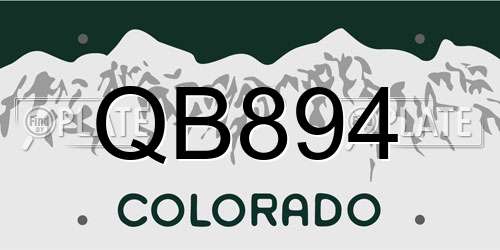 QB894 Colorado License Plate