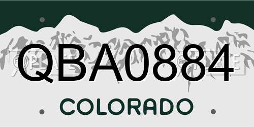 QBA0884 Colorado License Plate