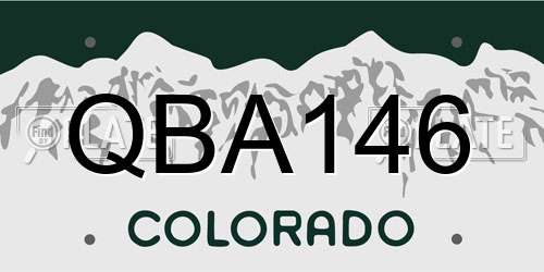 QBA146 Colorado License Plate