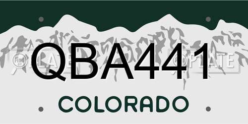 QBA441 Colorado License Plate
