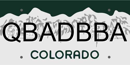 QBADBBA Colorado License Plate