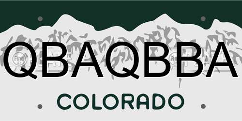 QBAQBBA Colorado License Plate