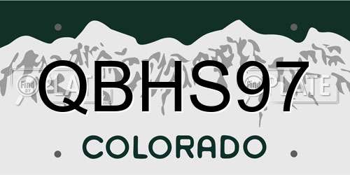QBHS97 Colorado License Plate