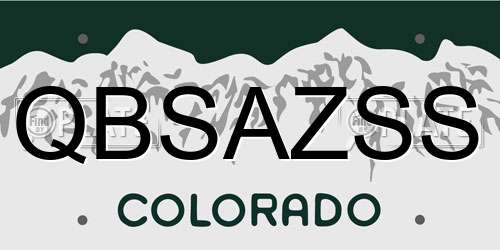 QBSAZSS Colorado License Plate