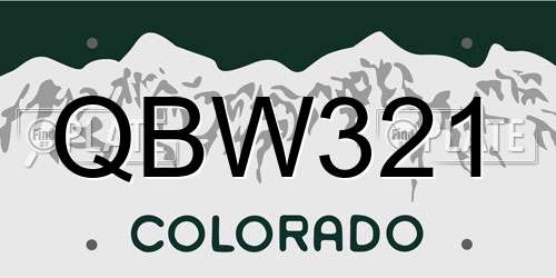 QBW321 Colorado License Plate